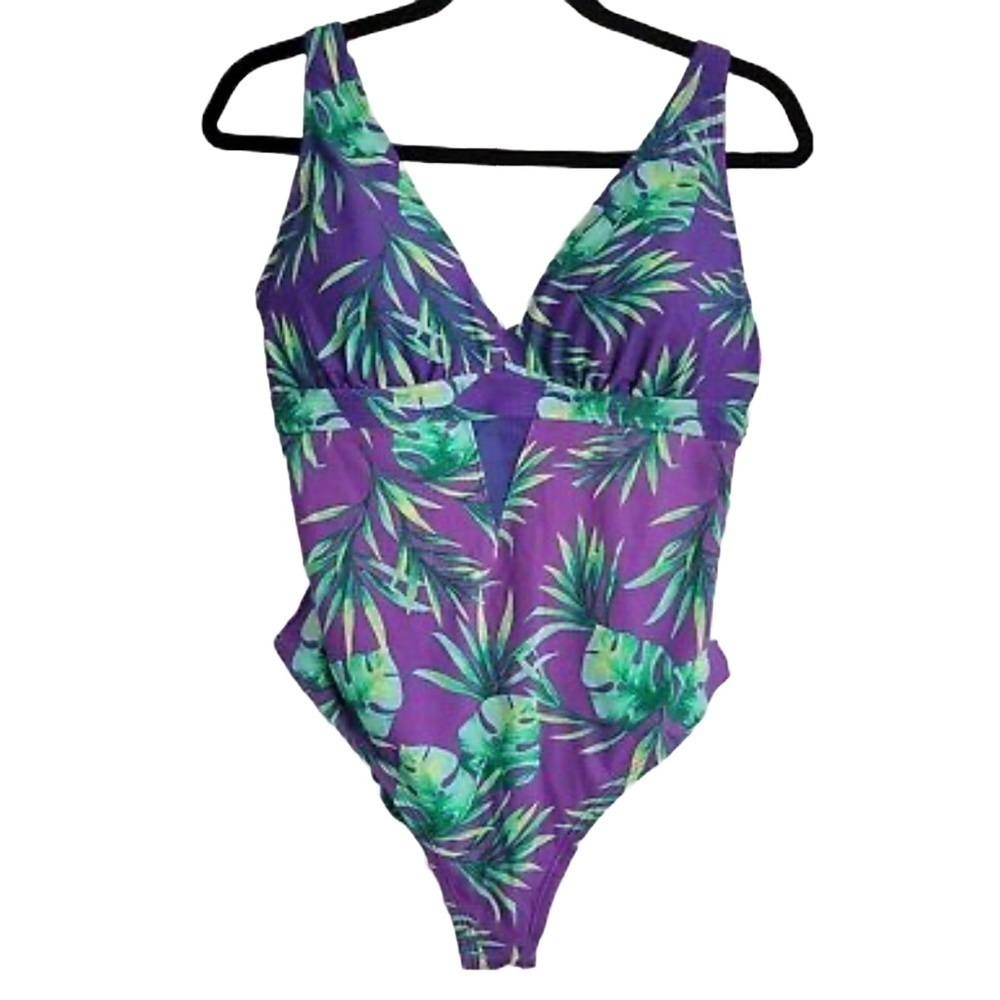 Adore Me Palm Leaf Mesh Cut Out One Piece‎ Swimsuit 3X
